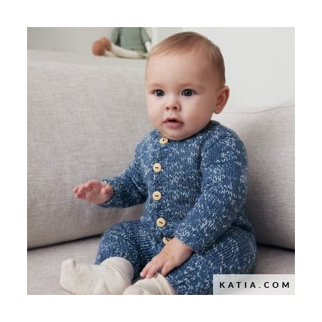 Combinaison bébé avec Basic Mérino Popcorn de Katia
