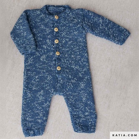 Combinaison bébé avec Basic Mérino Popcorn de Katia