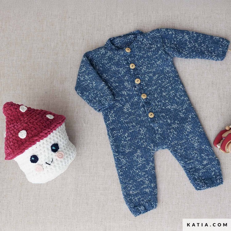 Combinaison bébé avec Basic Mérino Popcorn de Katia