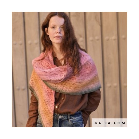 Châle triangulaire au crochet en Holi Laine de Katia