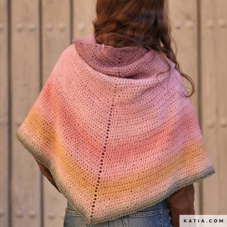 Châle triangulaire au crochet en Holi Laine de Katia