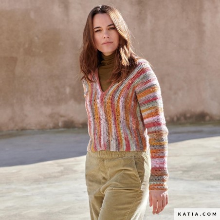 Pull pour débutant en Hiro Laine de Katia