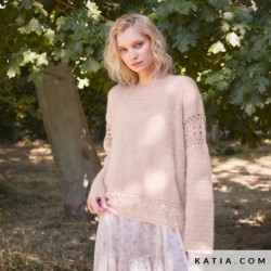 Pull en dentelle au crochet avec SILKY MOHAIR Laine de Katia