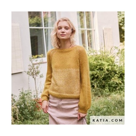 Pull avec SILKY MOHAIR et COMBINÉ & PAILLETTES Laine de Katia