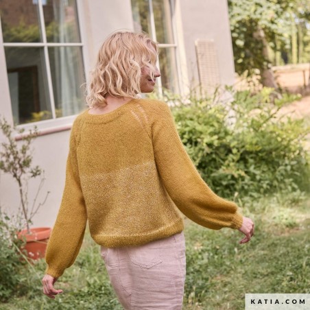 Pull avec SILKY MOHAIR et COMBINÉ & PAILLETTES Laine de Katia