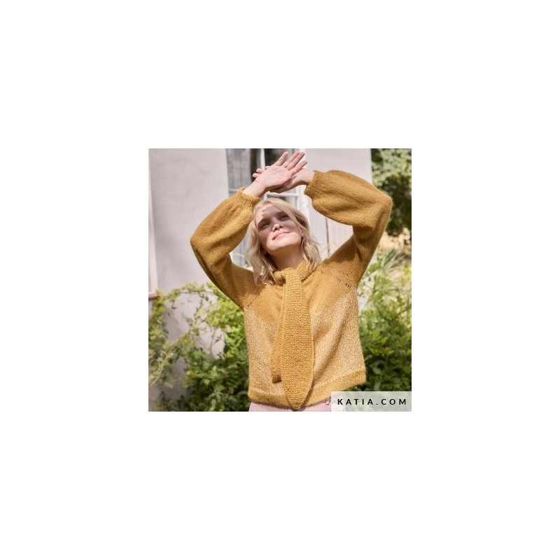 Foulard au point mousse avec SILKY MOHAIR de Katia Concept