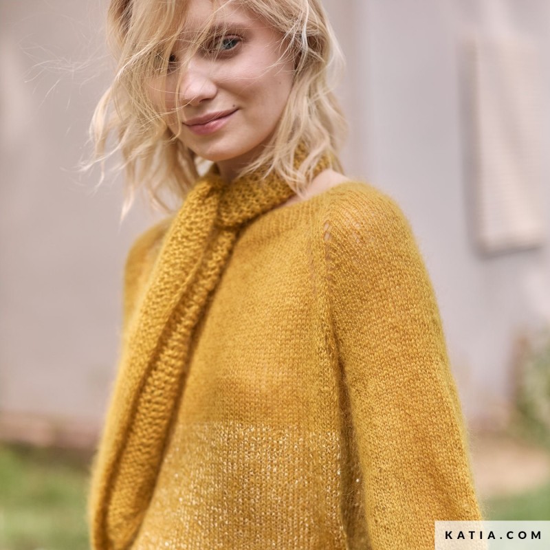 Foulard au point mousse avec SILKY MOHAIR de Katia Concept