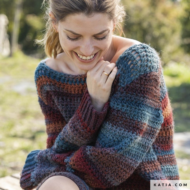 Robe longue femme au crochet en AZTÉCA de Katia