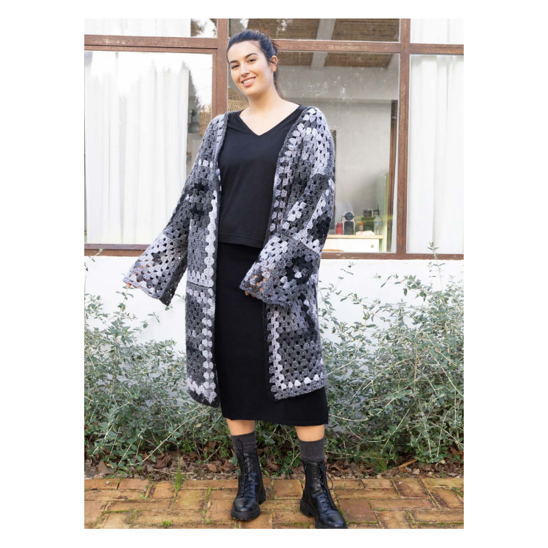 Cardigan en granny squares avec AZTÉCA Laine de Katia