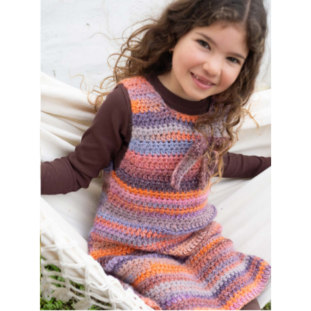 Robe fillette au crochet avec AZTÉCA Laine de Katia
