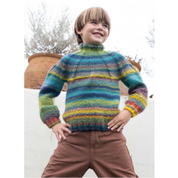 Pull enfant à empiècement rond AZTÉCA Laine de Katia