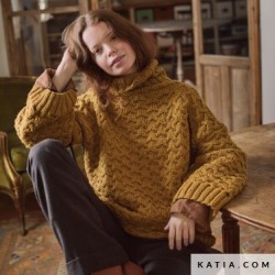 Pull à col roulé avec PURE OTGANIC WOOL Laine de Katia