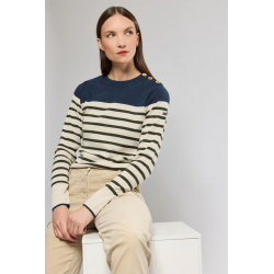 Pull marin rayé 12870 Jean/Chiméra/Nature - Armor-Lux