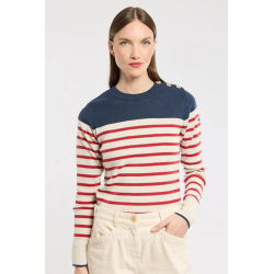 Pull marin rayé 12870 Jean/Passata/Nature - Armor-Lux