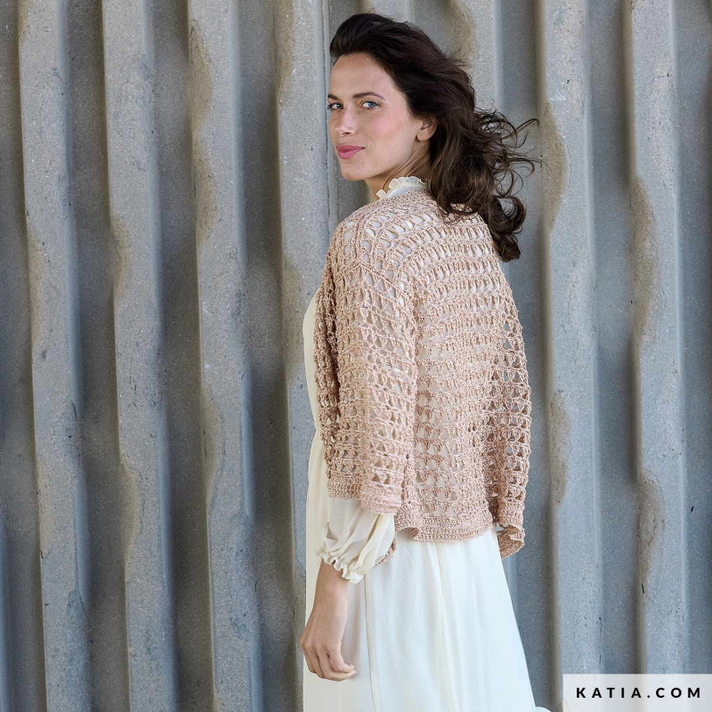 Gilet en dentelle au crochet avec Boho Lino Coton Katia