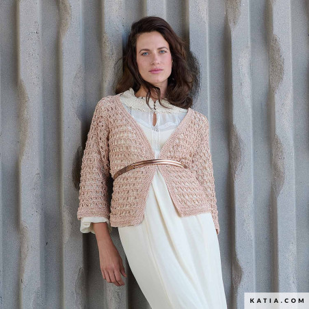 Gilet en dentelle au crochet avec Boho Lino Coton Katia