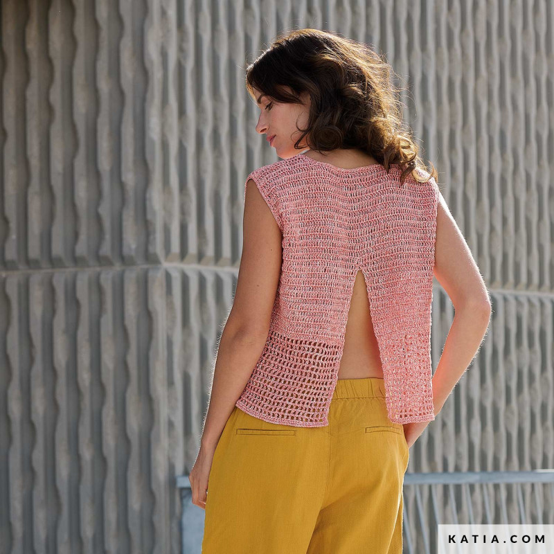 Top au crochet avec Boho Lino Coton Katia