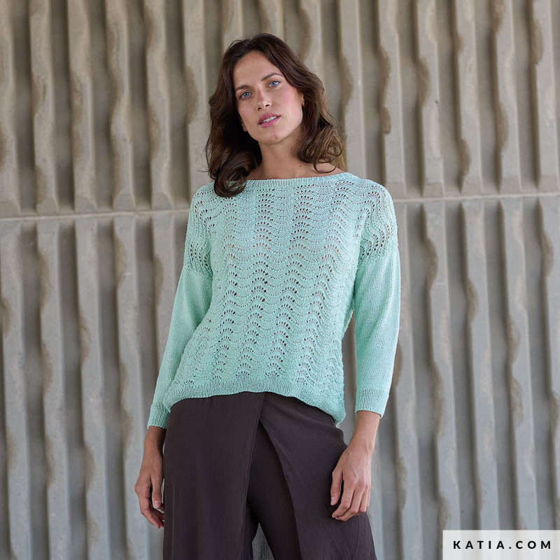 Pull en dentelle avec Farfalla Coton Katia