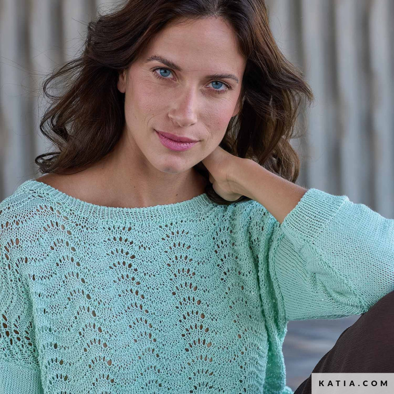 Pull en dentelle avec Farfalla Coton Katia